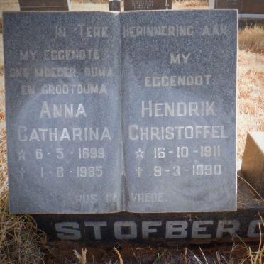 STOFBERG Hendrik Christoffel 1911-1990 &amp; Anna Catharina 1899-1985