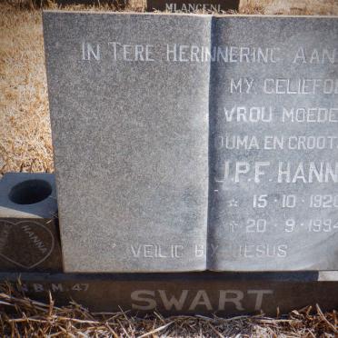 SWART J.P.F. 1920-1994