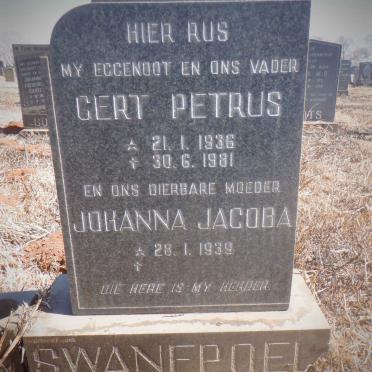 SWANEPOEL Gert Petrus 1936-1981 &amp; Johanna Jacoba 1939-