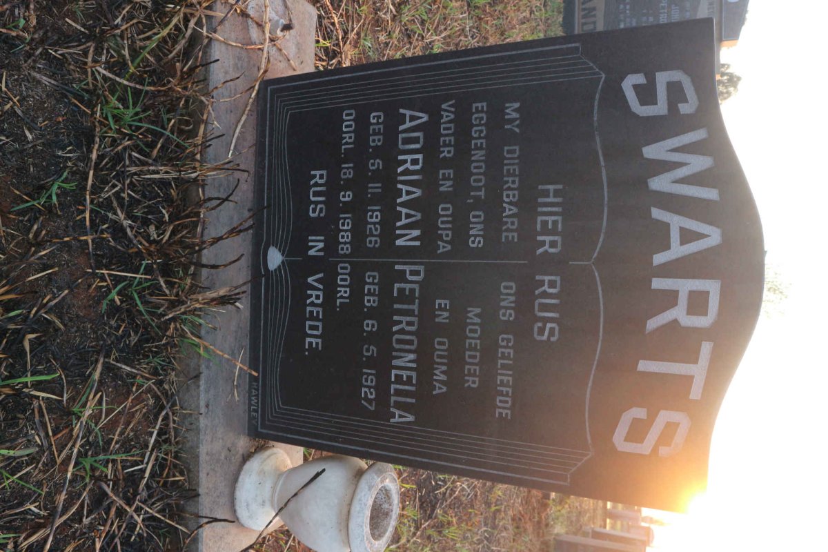 SWARTS Adriaan 1926-1988 &amp; Petronella 1927-