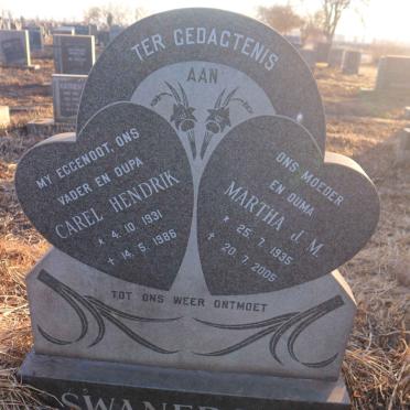 SWANEPOEL Carel Hendrik 1931-1986 &amp; Martha J.M. 1935-2005