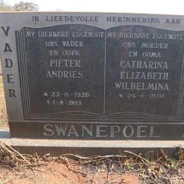 SWANEPOEL Pieter Andries 1926-1993 &amp; Catharina Elizabeth Wilhelmina 1930-