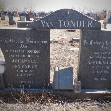 TONDER Johannes Casparus, van 1911-1975 &amp; Hendrina B.P. 1917-1991