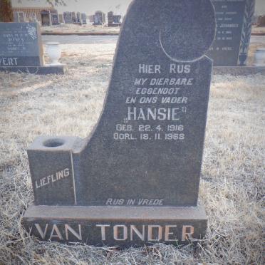 TONDER Hansie, van 1916-1968