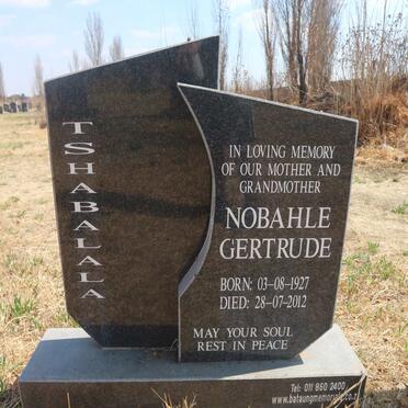 TSHABALALA Nobahle Gertrude 1927-2012