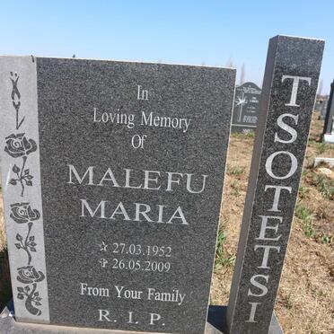 TSOTETSI Malefu Maria 1952-2009