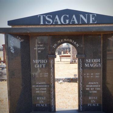 TSAGANE Seodi Maggy 1929-2012 :: TSAGANE Mpho Gift 1975-1997