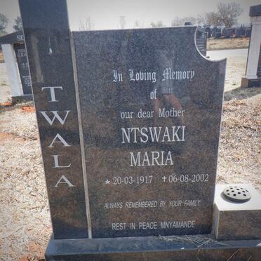 TWALA Ntswaki Maria 1917-2002