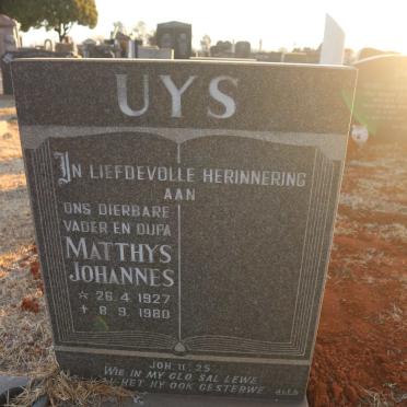 UYS Matthys Johannes 1927-1980