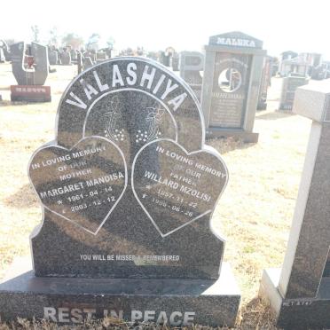 VALASHIYA Willard Mzolisi 1957-1996 &amp; Margaret Mandisa 1961-2003