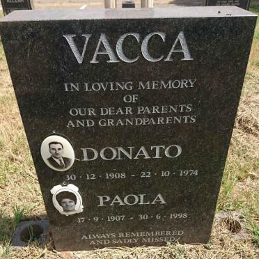 VACCA Donato 1908-1974 &amp; Paola 1907-1998 