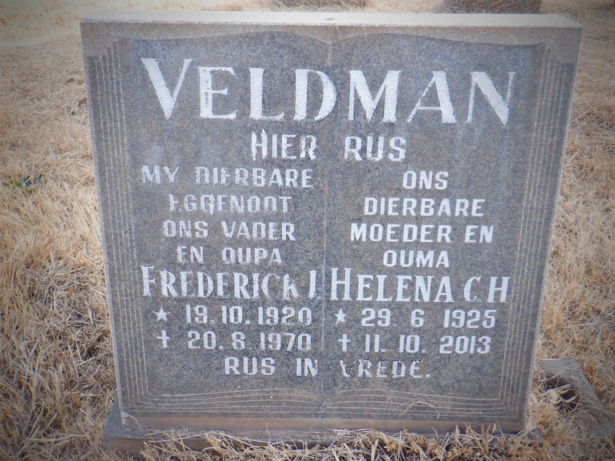 VELDMAN Frederick J. 1920-1970 &amp; Helena C.H. 1925-2013
