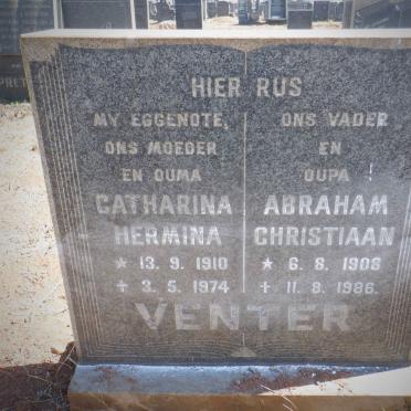VENTER Abraham Christiaan 1908-1986 &amp; Catharina Hermina 1910-1974