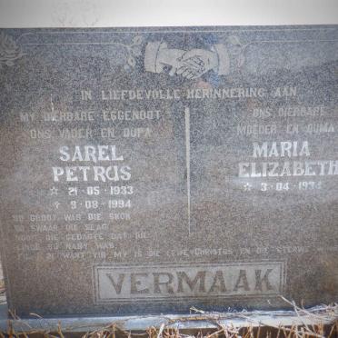 VERMAAK Sarel Petrus 1933-1994 &amp; Maria Elizabeth 1934-