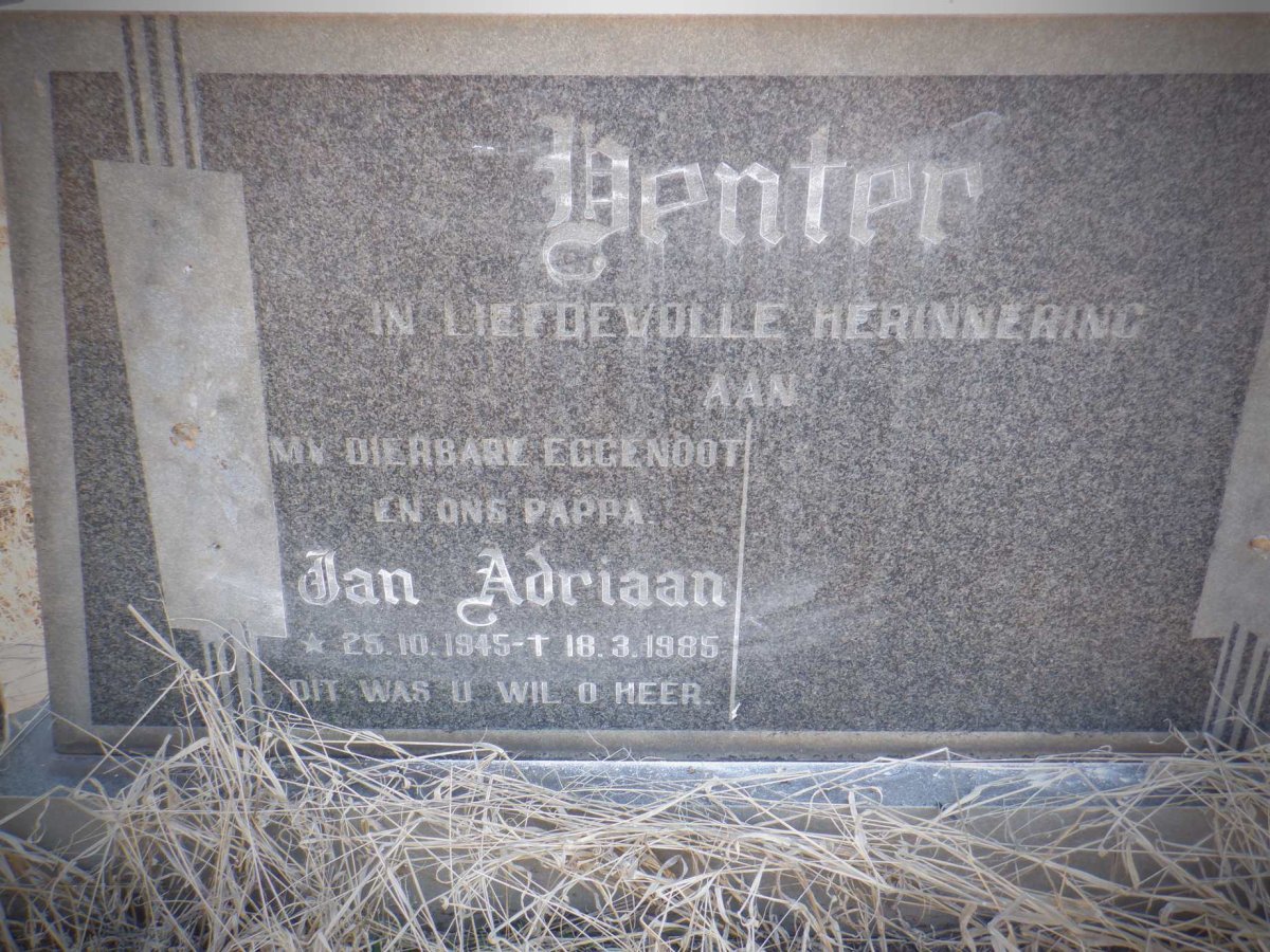 VENTER Jan Adriaan 1945-1985
