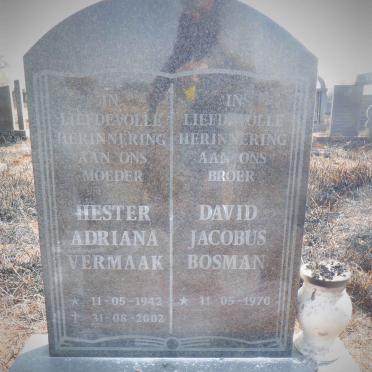 VERMAAK Hester Adriana 1942-2002 :: BOSMAN David Jacobus 1970-