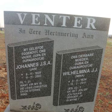 VENTER Johannes J.S.A. 1929-2003 &amp; Wilhelmina J.J. 1934-2011