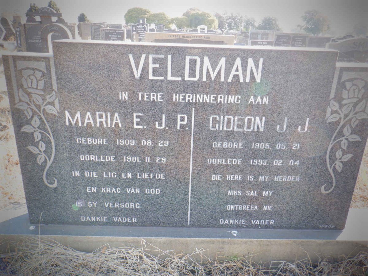 VELDMAN Gideon J.J. 1905-1993 &amp; Maria E.J.P. 1909-1981