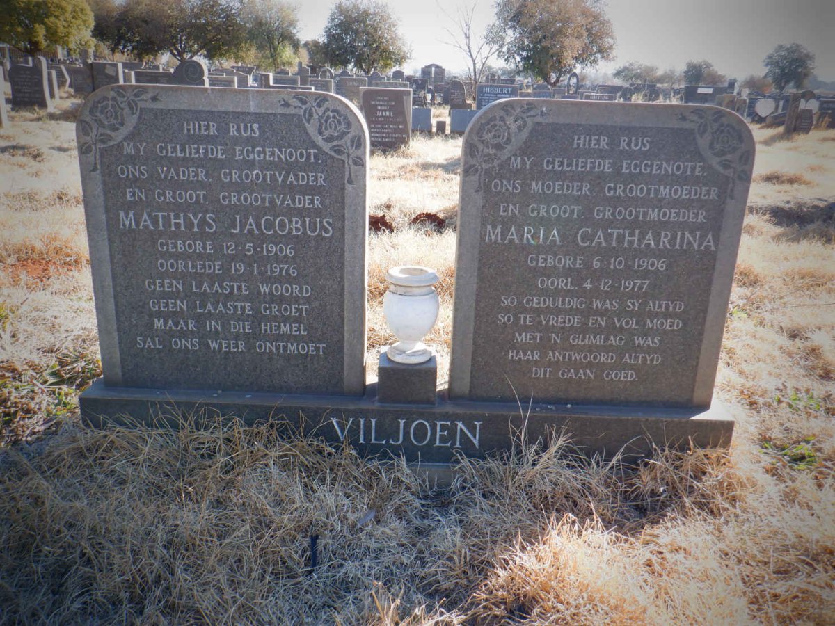 VILJOEN Mathys Jacobus 1906-1976 &amp; Maria Catharina 1906-1977