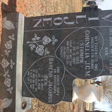 VILJOEN Barend Jacobus 1923-2001 &amp; Cornelia J.C.M. 1926-1997