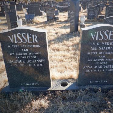 VISSER Jacobus Johannes 1912-1975 &amp; Anna Margaretha voorheen V.D. MERWE nee SAAYMAN 1915-1994