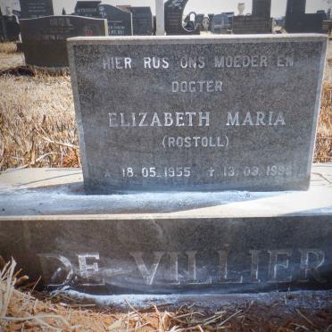 VILLIERS Elizabeth Maria, de nee ROSTOLL 1955-1996