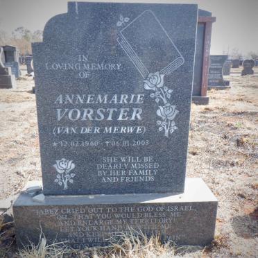 VORSTER Annemarie nee VAN DER MERWE 1960-2003