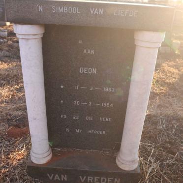 VREDEN Deon, van 1963-1984