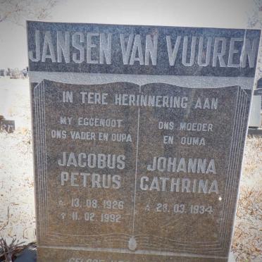 VUUREN Jacobus Petrus, Jansen van 1926-1992 &amp; Johanna  Catharina 1934-