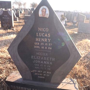 VUUREN Nico Lucas Henry, Jansen van 1957-1984 :: Elizabeth Johanna Jansen van Vuuren 1926-1998