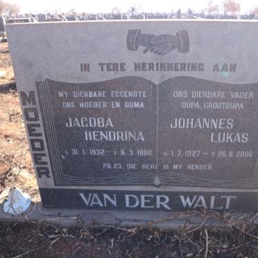 WALT Johannes Lukas, van der 1927-2006 &amp; Jacoba Hendrina 1932-1988