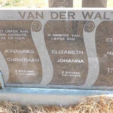 WALT Johannes Christiaan, van der 1940-2008 &amp; Elizabeth Johanna 1944-1979 :: VAN DER WALT Edith Maria 1969-1980