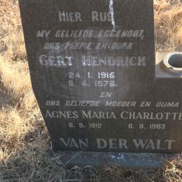 WALT Gert Hendrick, van der 1915-1976 &amp; Agnes Maria Charlotte 1912-1983