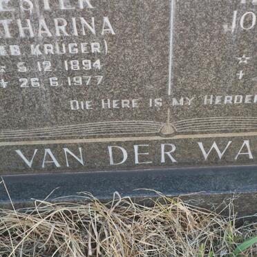 WALT Hendrik Johannes, van der 1902-1962 &amp; Hester Catharina KRUGER 1894-1977