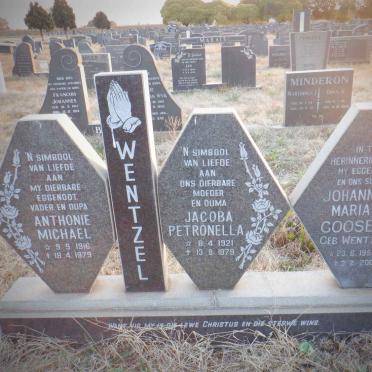 WENTZEL Anthonie Michael 1916-1979 &amp; Jacoba Petronella 1921-1979 :: GOOSEN Johanna Maria nee WENTZEL 1958-2001