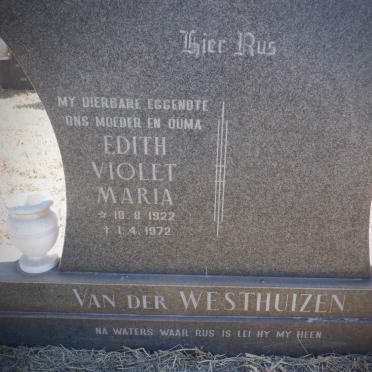 WESTHUIZEN Edith Violet Maria, van der 1922-1972