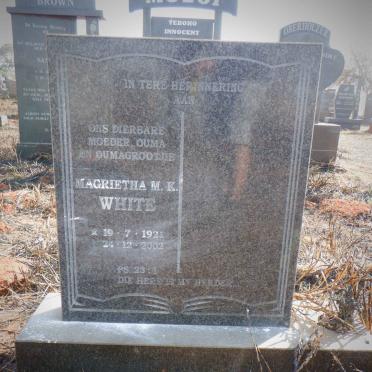 WHITE Magrietha M.K. 1921-2002