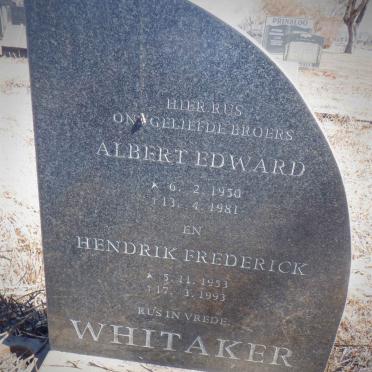 WHITAKER Albert Edward 1950-1981 :: WHITAKER Hendrik Frederick 1953-1993