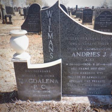 WILMANS Andries J. 1906-1991 &amp; Magdalena P.C. 1906-1975