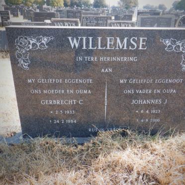WILLEMSE Johannes J. 1923-2000 &amp; Gerbrecht C. 1933-1984
