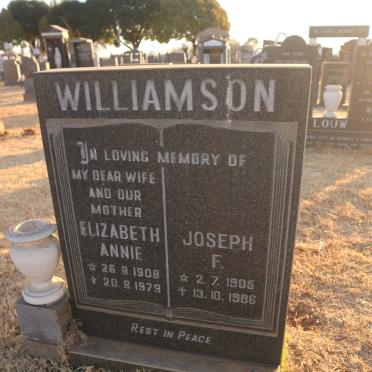 WILLIAMSON Joseph F. 1905-1986 &amp; Elizabeth Annie 1908-1979