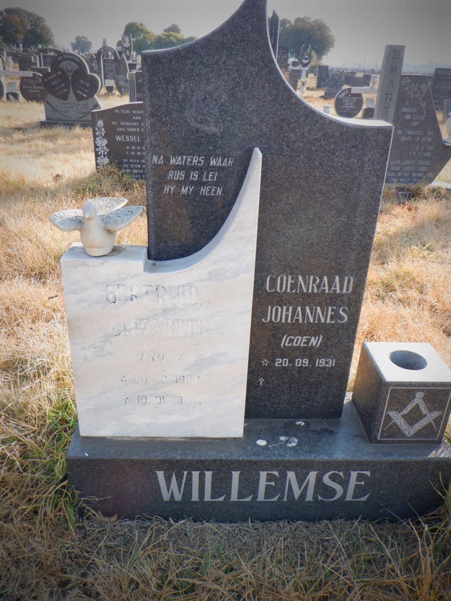 WILLEMSE Coenraad Johannes 1931- &amp; Gertruida Elizabeth  1937-1987