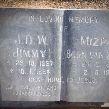 WOOD J.D.W. 1927-1994 &amp; Mizpa VAN ZIJL 1933-1995