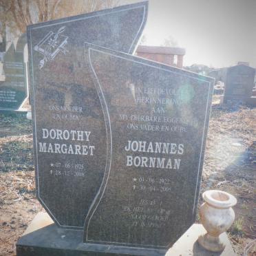 WYK Johannes Bornman, van 1922-2005 &amp; Dorothy Margaret 1925-2008