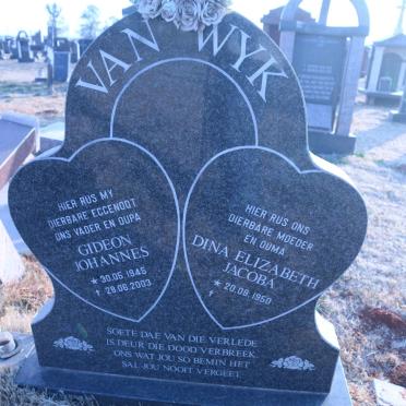 WYK Gideon Johannes, van 1945-2003 &amp; Dina Elizabeth Jacoba 1950-