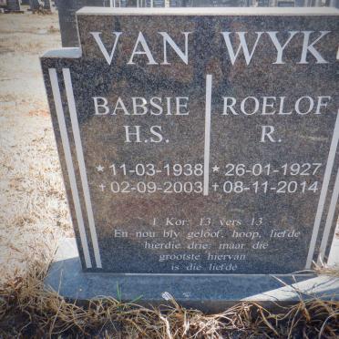 WYK Roelof R., van 1927-2014 &amp; Babsie H.S. 1938-2003