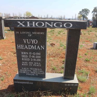 XHONGO Vuyo Headman 1940-2008