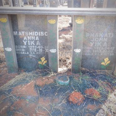 YIKA Phakati John 1922-1993 &amp; Matshidiso Anna 1928-2016