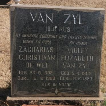 ZYL Zacharias Christiaan de Wet, van 1902-1969 &amp; Violet Elizabeth 1905-1983