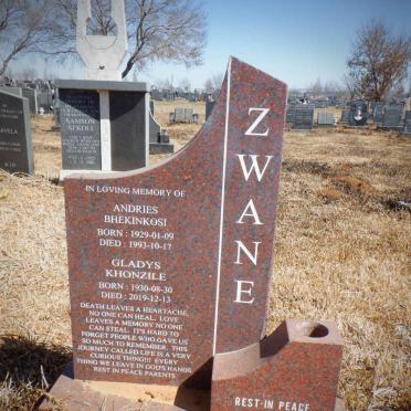 ZWANE Andries Bhekinkosi 1929-1993 &amp; Gladys Khonzile 1930-2019
